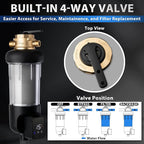 iSpring WSP200ARJ-BP, NSF Certified, Whole House Spin-Down Sediment Water Filter with Bypass, Clear Housing, Jumbo Size, Flushable and Reusable, Touch-Screen Auto Flushing, 4 Modes, 200 Microns