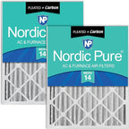 Nordic Pure 20x20x4 (Actual Size: 19 1/2 x 19 1/2 x 3 5/8) Pleated Air Filters MERV 14 Plus Carbon 2 Pack