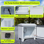 Pond, Water Garden Weatherproof Outdoor Cabinet Enclosure for Pond Aerator, Air Pump 20”W×15”D×19”H with pre-drilled knockouts, 110V Cooling Fan and pre-wired outlet included