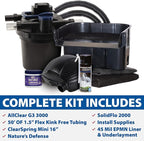 The Pond Guy AllClear Ecosystem Kit – Complete DIY Fishpond with Liner, Pump, UV Filter & Waterfall (1,000-2,000 Gallons) 11' x 11'