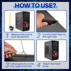 Woanger 2 Pcs 1000 x 300 mm DIY PC Case Dust Filter PC Fan Mesh Filter Floor Vent Cover PVC Dustproof Cover with Magnetic Strip for Computer Chassis Speaker and More, 0.03 Inch Hole, Black