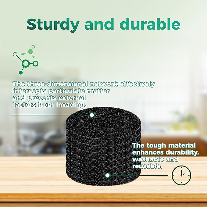 Polyurethane Activated Charcoal Filters -7 Pack 7.3 Inch Round Strong Odor Control Replacements for Kitchen and Countertop Compost Buckets/Bins