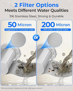 Waterdrop Spin Down Sediment Filter, 50/200 Micron Reusable Whole House Water Filter Sediment System, Flushable Pre-Filter System for City/Well Water,1" MNPT + 3/4" FNPT