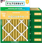 Filterbuy 18x24x4 Air Filter MERV 11 Superior Pet & Allergy Defense (6-Pack), Electrostatic Pleated HVAC AC Furnace Filters Replacement, Made in USA (Actual Size: 17.50 x 23.38 x 3.63)
