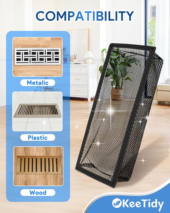 Floor Vent Screen Net, 4" x 10" Air Vent Screen Filter Mesh Catches Toys Snacks Pet Hair and Pet Food, Keeps Bugs Out for Home, 5 Pack