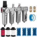 NANPU 3/4" NPT Industrial Grade 4 Stage Air Drying System - Double Particulate Filters, Coalescing Filter, Desiccant Dryer & Air Regulator, Metal Bowl, Auto Drain, for Paint Spray＆ Plasma Cutter