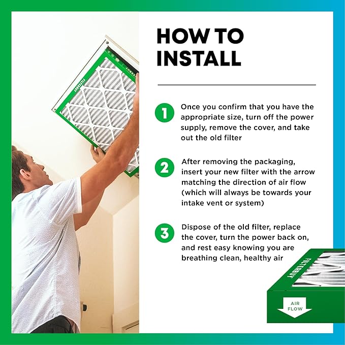 Filterbuy 12x18x1 Air Filter MERV 8 Essential Dust & Allergy Defense (2-Pack), Electrostatic Pleated HVAC AC Furnace Filters Replacement, Made in USA (Actual Size: 11.50 x 17.50 x 0.75)