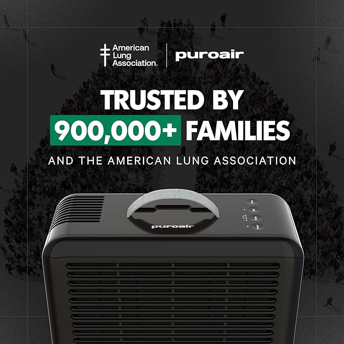 PuroAir 100i HEPA Air Purifier for Home Pets - Covers Up To 550 Sq Ft - Filters Up To 99.9% of Pollutants, Smoke, Pollen, Dust - Quiet HEPA Air Filter - Air Purifiers for Bedroom