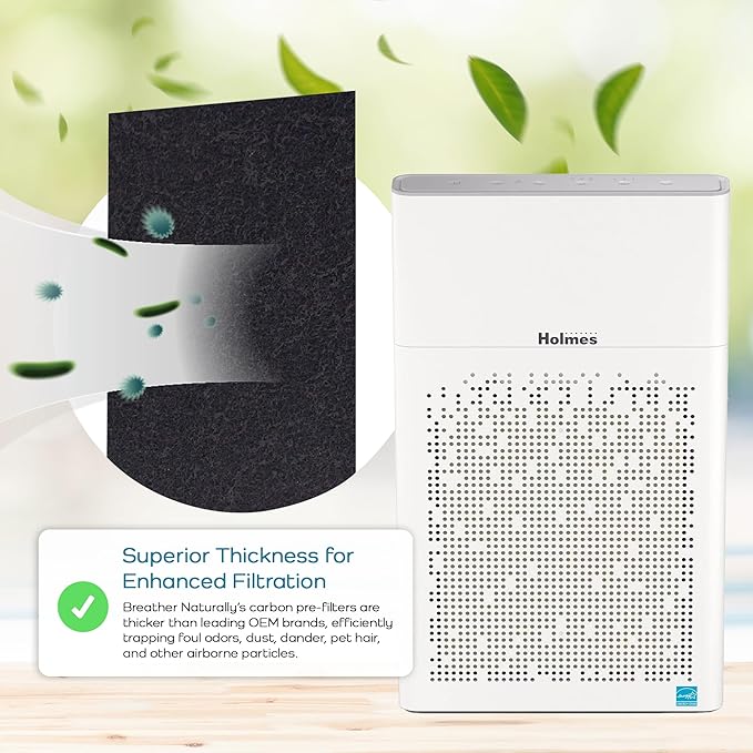 Breathe Naturally - Hapf600 HEPA Carbon Filter Replacement for Holmes Air Purifiers - High Efficiency Carbon Air Cleaner Filters - Compatible with Holmes HAPF600 Series - (4 Pack Carbon Filter C)