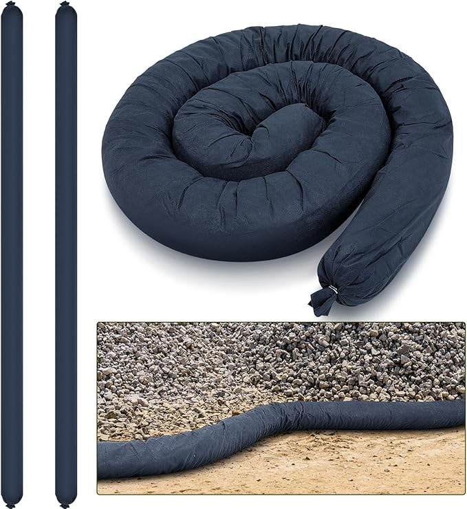 2 Pcs Sediment Filter Erosion Control Blanket Silt Fence Sock with Stuffers Drain Stormwater Sediment Filter for Erosion Control and Storm Drain Protection (Black)