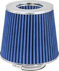 Mortar Aftermarket Auto Air Filter Replacement - Car Enthusiast Class Universal Cold Air Intake Gulps in More Air for More Engine Power & Passionate Induction Sound, 2.75 In, Blue