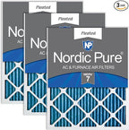 Nordic Pure 18x18x1 (Actual Size: 17 3/4 x 17 3/4 x 3/4) Pleated MERV 7 Air Filters 3 Pack