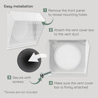 Vent Systems 10" Inch Exhaust Vent Cover with Rubber Gasket - White Galvanized Steel - Robust and Weatherproof Outdoor Air Exhaust Box - Duct or Surface Mounting - Rain and Snow Protection
