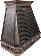 CT Copper Tailor Copper Vent Hood Island Mount,36'' W,48''H, 610 CFM Exhaust Fan,Stainless Steel Vent,LED Light,Dishwasher-Safe Baffle Filters,Light Hammered-Medium Patina,VH14TA2L
