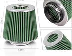 Mortar Aftermarket Auto Air Filter Replacement - Car Enthusiast Class Universal Cold Air Intake Gulps in More Air for More Engine Power & Passionate Induction Sound, 3.5 In, Green
