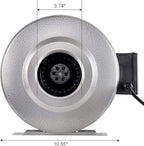 iPower GLFANXINL4FILT4MD8CTR 4 Inch 190 CFM Inline Fan Carbon Filter 8 Feet Ducting Combo with Variable Speed Controller and Rope Hanger for Grow Tent Ventilation, 4" Fan & Filter, Grey