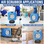 Commercial Air Scrubber with 3-Stage Filtration, Stackable Negative Air Machine with HEPA & MERV-10 & Carbon Filters - Heavy Duty Air Purifier for Industrial and Home