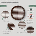 Vent Systems 6" Inch (Opening Dimensions) - Pack of 100 - Brown Soffit Vent Cover - Plastic Round Air Vent Grille - Built-in Mesh Screen - HVAC Register Louver for Bathroom, Home, Kitchen