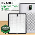 HY4866 Air Purifier Replacement Filter - 2 Pack Compatible with MORENTO, WESTHEY HY4866, YIOU M1 - True HEPA Filter, 4 Stage Filtration, Carbon & Silver Technology
