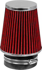 RED 3.5" 89 mm Inlet Narrow Air Cone Replacement Performance Washable Clamp-On Dry Air Filter