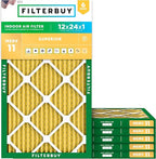 Filterbuy 12x24x1 Air Filter MERV 11 Superior Pet & Allergy Defense (6-Pack), Electrostatic Pleated HVAC AC Furnace Filters Replacement, Made in USA (Actual Size: 11.50 x 23.50 x 0.75)