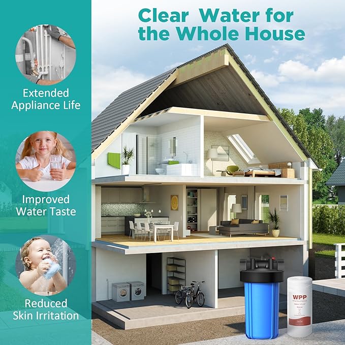 5 Micron 10" x 4.5" String Wound Water Filter Cartridge for Well Water, SimPure Whole House Sediment Filter Replacement for Housing DB10P DB10C (4 Pack)