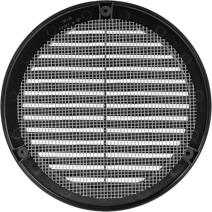 Vent Systems 6" Inch (Opening Dimensions) - Pack of 2 - Black Soffit Vent Cover - Plastic Round Air Vent Grille - Built-in Mesh Screen - HVAC Register Louver for Bathroom, Home, Kitchen