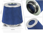 Mortar Aftermarket Auto Air Filter Replacement - Car Enthusiast Class Universal Cold Air Intake Gulps in More Air for More Engine Power & Passionate Induction Sound, 3.25 In, Blue