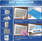 UBeesize Air Vent Filters, 16" x 90" Cut to Size Air Filter Material (50+ Filters), MERV 8 Triple Vent Filter Kit for Home Floor, Grilles, Ceiling, HVAC Furnace Vent, With 48PCs Adhesive Hook Tape