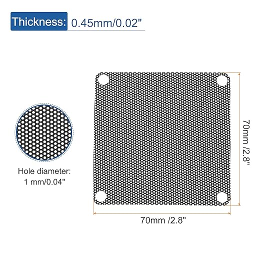 MECCANIXITY 20PCS PC Dust Filter, 70mmx70mm PVC Computer Case Cooler Dustproof Mesh Cover Fan Grills for Computer Chassis Speaker, Black