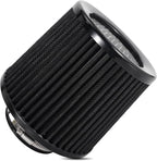 Cold Air Intake Filter High Performance Washable Filter Clamp-On Replacement Air Filter Flange Diameter 3inch/76mm Black