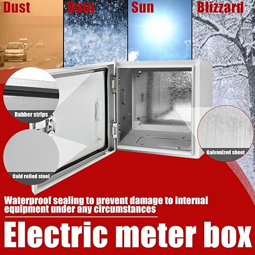 Electrical Box 20 x 12 x 10 Inch Indoor Outdoor Electrical Enclosure Box Steel Junction Box Wall Mounted Universal Electrical Project Box with Safety Locks and Mounting Plates