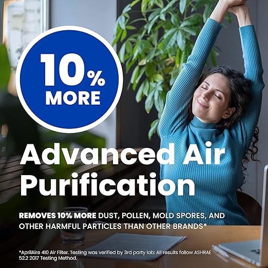 AprilAire 410 Replacement Filter for AprilAire Whole House Air Purifiers - MERV 11, Clean Air & Dust, 16x25x4 Air Filter (Pack of 8)
