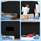 Nuanchu 90 Pcs 3D Slat Wall Panels, 12"x12" PVC Fluted Wall Paneling for Interior Decor, Paintable Waterproof Textured Tiles for Living Room TV Background Gaming Room, 32 Sq. ft Coverage (Black)