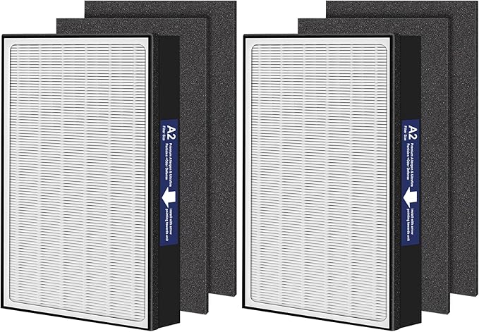 A2 Filter Replacement for 3M Filtrete Room A2 Models FAP-C02-A2 FAP-C03-A2 FAP-T03-A2, 2 Post-Filters + 4 Carbon pre-Filters, Part No.1150101