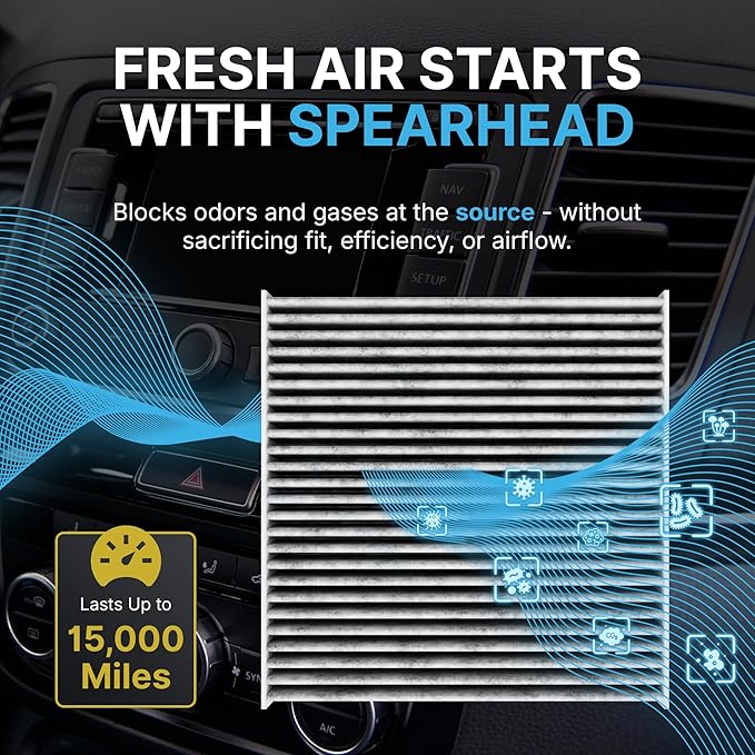 Spearhead Odor Defense Breathe Easy AC & Heater Cabin Filter | Fits Various 2006-22 Audi/VW Like OEM | Up to 25% Longer Lasting w/Activated Carbon (BE-373)