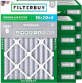 Filterbuy 16x20x4 Air Filter MERV 8 Essential Dust & Allergy Defense (12-Pack), Electrostatic Pleated HVAC AC Furnace Filters Replacement, Made in USA (Actual Size: 15.50 x 19.50 x 3.63)