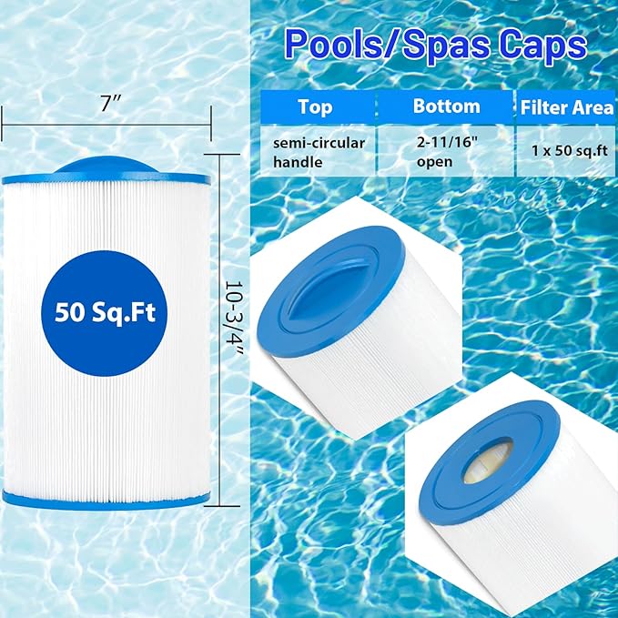 PLFC-7350 Spa Filter Cartridge Replaces for Caldera 50, C-7350, 1019401, 73532, PCD50N, FC-3963, 75017 Hot Tub Filter, 50 sq.ft, 1 Pack