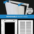 30x14 Return Air Vent Cover Grille for Wall or Ceiling Duct Opening - 1" Filter Compatible - Removable Flat Stamped Face Air Filter Grill by HVAC Premium - White - Overall Size: 32.5" x 16.5"