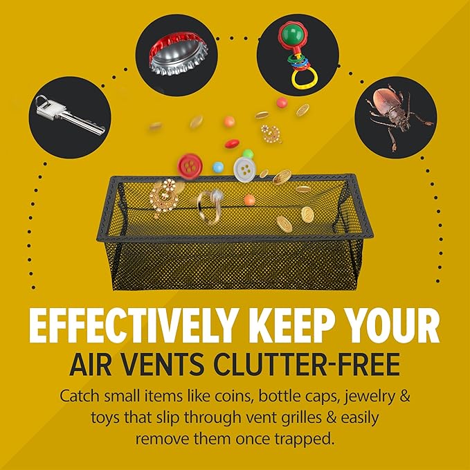 HAAK - Floor Vent Cover Trap, Durable Screen That Attaches Easily to Vent Covers for Home Floor, 4-Pack Air Vent Filters for Trapping Debris, Easy to Install and Remove, 4 x 10 inches Each
