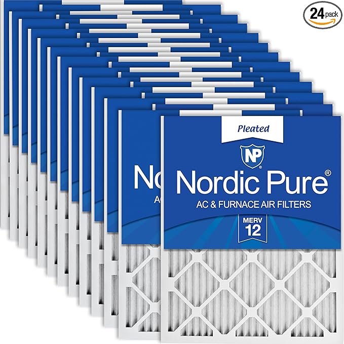 Nordic Pure 12x12x1 (Actual Size: 11 3/4 x 11 3/4 x 3/4) Pleated MERV 12 Air Filters 24 Pack
