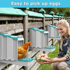 AUTENS Chicken Nesting Boxes, 10 Hole Laying Boxes,2 Nest Mat, Plastic Roll Away Chicken Nest Box, Egg Roll Out with Perch Eggs Protected Collection Area, Poultry Modular House Egg Coop Nest Perch