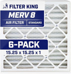 Filter King 15.25x15.25x1 Air Filter | 6-PACK | MERV 8 HVAC Pleated A/C Furnace Filters | MADE IN USA | Actual Size: 15.25 x 15.25 x .75"