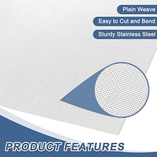 uxcell 30 Mesh 79" x 12" Woven Wire Mesh, 304 Stainless Steel Air Vent Filter Screen, Window Screen Mesh for DIY Projects Vents Cover Filtration Animals Fence