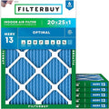 Filterbuy 20x25x1 Air Filter MERV 13 Optimal Smoke & Allergy Defense (6-Pack), Electrostatic Pleated HVAC AC Furnace Filters Replacement, Made in USA (Actual Size: 19.50 x 24.50 x 0.75)
