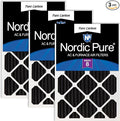 Nordic Pure 20x25x2 (Actual Size: 19 1/2 x 24 1/2 x 1 3/4) Pure Carbon Pleated Odor Reduction Merv 8 Furnace Filters 3 Pack