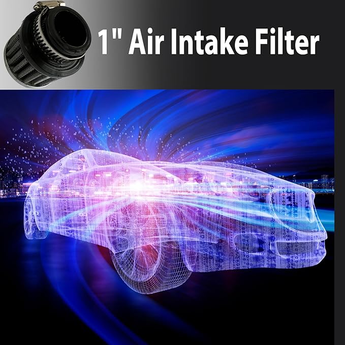 Air Intake Filter - 1" Universal Breather Filter, Automotive Cold Air Filter, Car Valve Cover Oil Breather Turbo Vent Crankcase Cleaner Accessory, Fits Car Motorcycle (Black)