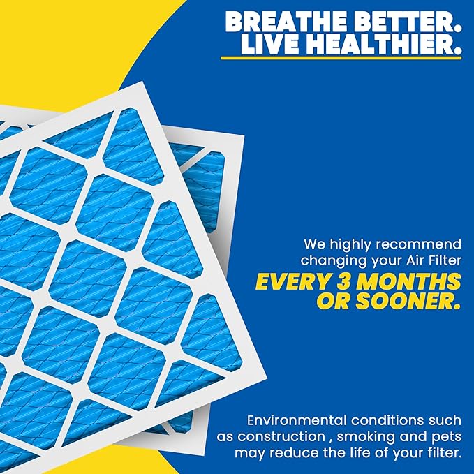 Maycold 20x22x1 MERV 11 Furnace Air Filter (6-Pack), High-Performance HVAC AC Filters for Home Use, Actual Size: 19.70” x 21.70” x 0.75”, Individually Wrapped in Plastic