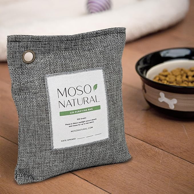 Moso Natural Air Purifying Bag 200g (2 Pack) HGTV Editor's Pick | Premium Bamboo Charcoal Odor Absorber for Home & Car | Closet Odor Eliminator & Car Air Freshener | Long Lasting Charcoal Bags
