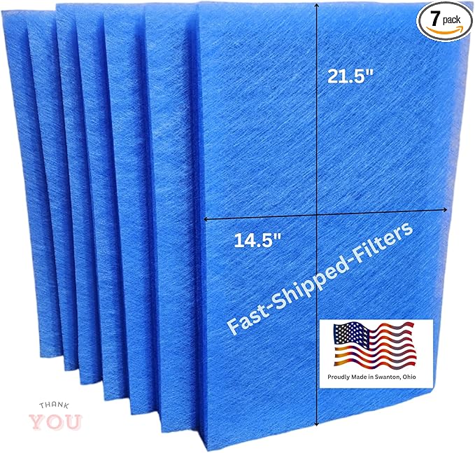 Fast-Shipped-Filters 7 Pack 16x24 Replacement Filter Pads Compatible with MicroPower Guard One Hour Air Cleaner Refill Blue (7, Blue, 16x24)